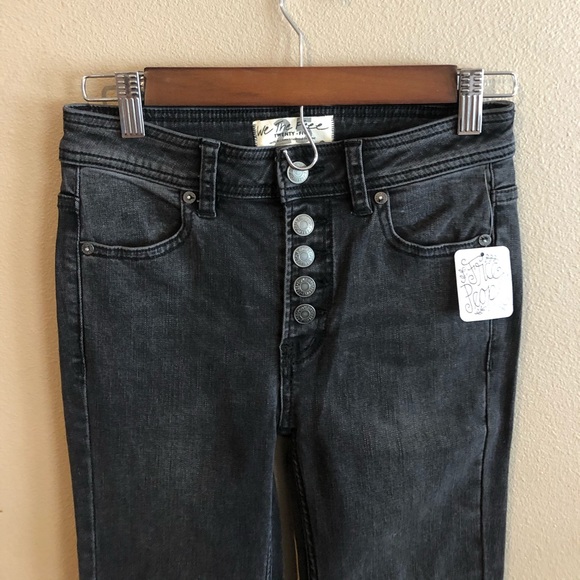 Free People Black Button Fly Flare Pants/Jeans - Picture 2 of 5